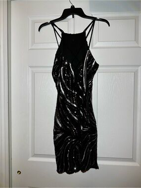Entry Black and Silver Sequin Dress